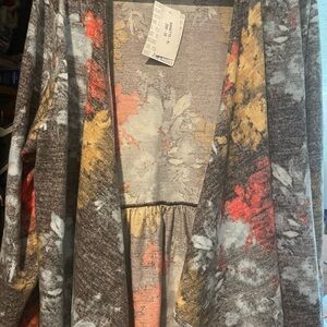 LuLaRoe Red and Gray Cardigan Sweater
